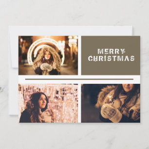 Photo Collage Personalizable Modern Christmas Holiday Card