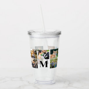 Photo Collage Personalized Monogram Acrylic Tumbler