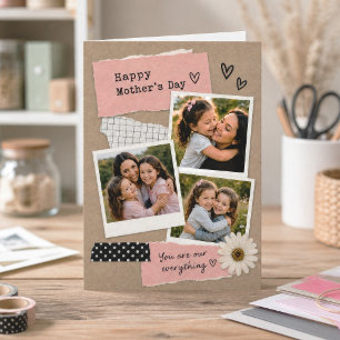 Photo Collage Pink Happy Mother's Day Scrapbook Card