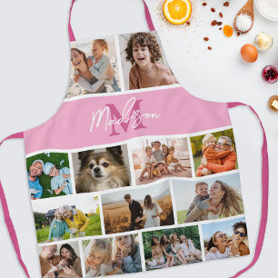 Photo Collage Pink Monogram Apron