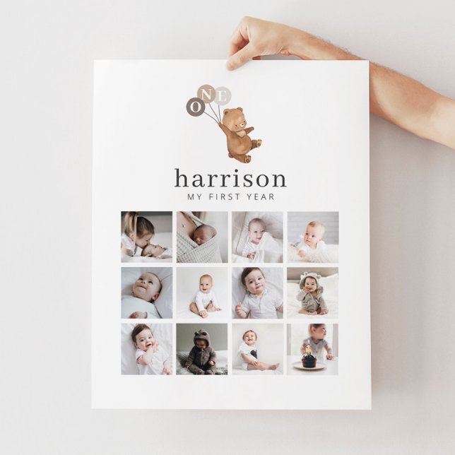 Photo Collage Poster - Bear Brown 3 Balloons (Creator Uploaded)