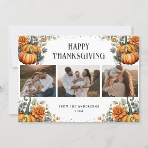 Photo Collage Pumpkins Happy Thanksgiving Card 