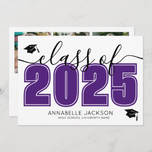 Photo Collage Purple Graduation Announcement