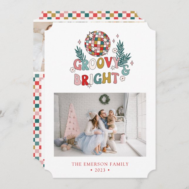 Photo Collage Retro Holiday Card (Front/Back)