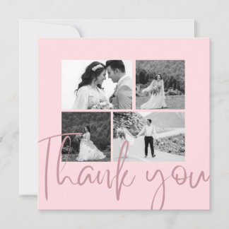 Photo Collage Rose Elegant Wedding Thank You Card