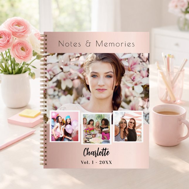 Photo collage rose gold notebook (Creator Uploaded)