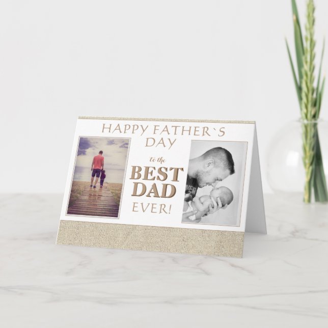 Photo Collage Rustic Best Dad Father`s day Card (Front)