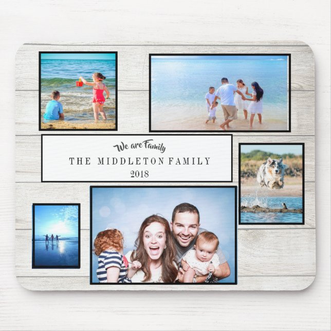 Photo Collage Rustic We are Family Mouse Pad (Front)