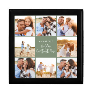 Photo collage sage green girly modern mothers day gift box