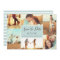 Photo Collage Save the Date Flat Card | Light Aqua