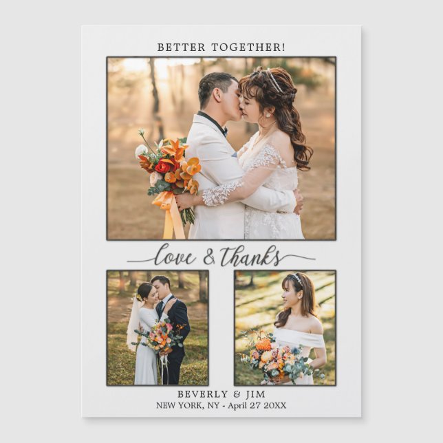 Photo Collage Script Wedding Thank You Magnet (Front)