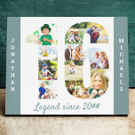 Photo Collage set in Number 16 Teal White Custom Canvas Print<br><div class="desc">Create your own unique 16th Birthday Gift. This smart canvas is a great way to display your photo collage. The template is set up ready for you to add your favourite photos, which will automatically appear in the shape of the number 16. You can also add your name and customise...</div>