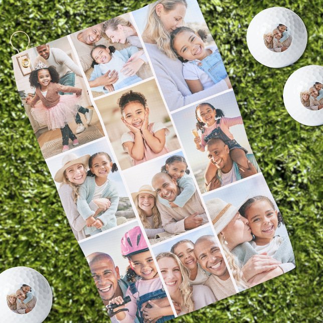 Photo Collage Simple Elegant Picture Golf Towel (Photo Collage Simple Elegant Picture Golf Towel)