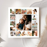 Photo Collage Simple Frame Family Thank You Card<br><div class="desc">Select 17 photos to create this lovely design! (You don't have to select round photos; when you select them,  they will "become with rounded corners"). Edit using Design Tool to try another beautiful background. Make it unique and special.</div>