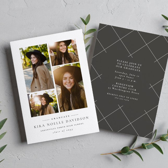 Photo collage simple graduation party invitation (Creator Uploaded)