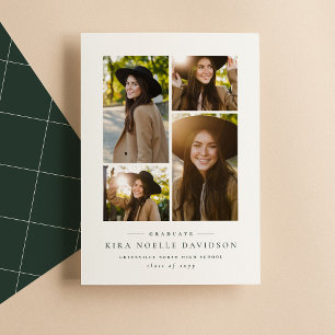 Photo collage simple green graduation announcement