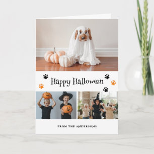 Photo Collage Skeleton Ghost Pet Halloween Card