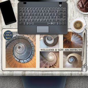 Photo Collage Spiral Staircase Architect Desk Mat