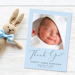 Photo Collage Thank You Baby Boy Birth Announcement