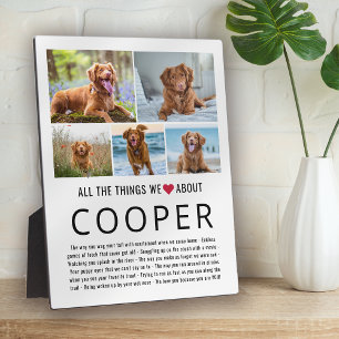 Photo Collage Things We Love About You Pet Dog Plaque