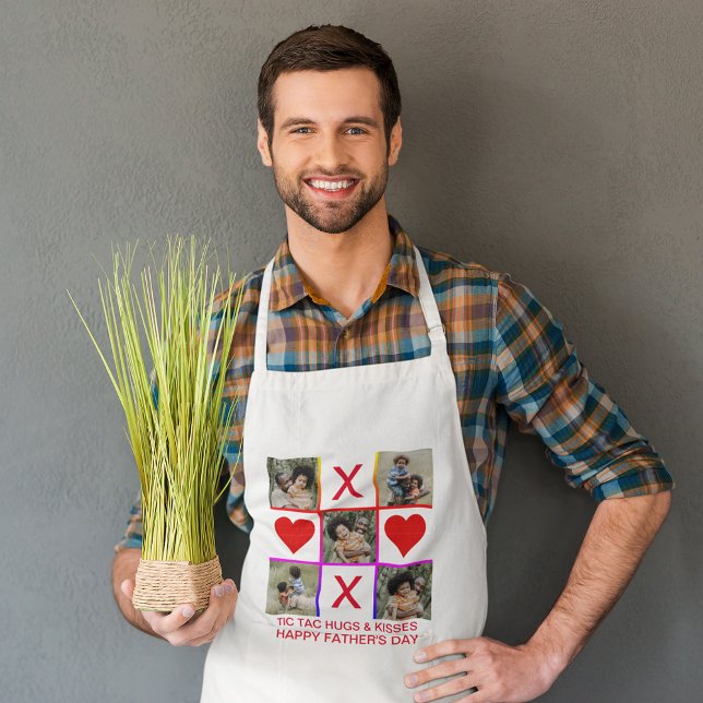 Photo Collage Tic Tac Toe Hugs Kisses Fathers Day  Standard Apron (Creator Uploaded)