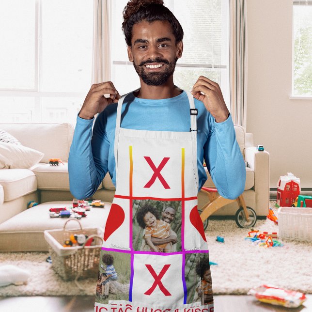 Photo Collage Tic Tac Toe Hugs Kisses Fathers Long Apron (Photo Collage Tic Tac Toe Hugs Kisses Fathers Long Apron)