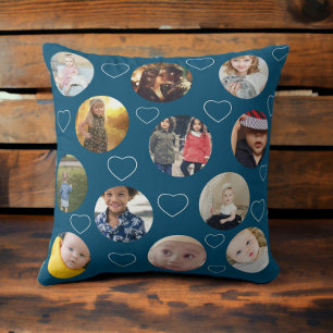 Photo Collage Unique Heart and Circle Template Cushion