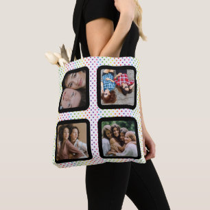 Photo Collage Unique Personalise 4 Photo Tote Bag