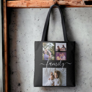 Photo Collage Unique Personalised 4 Photo Family Tote Bag