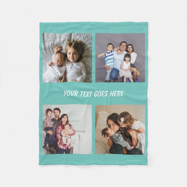 Photo Collage  Unique Personalised DIY Custom Fleece Blanket (Front)