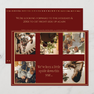 Photo Collage Upside Down Christmas Xmas Holiday Card