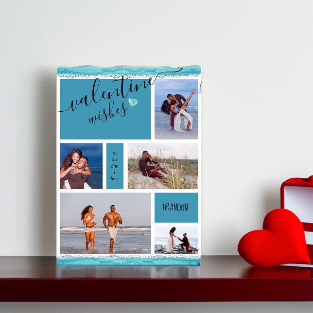 Photo Collage Valentine Wishes to the One I Love Holiday Card (Photo Collage Valentines Card to the one I love)