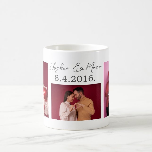 Photo Collage Valentine's Day Anniversary Coffee Mug (Center)