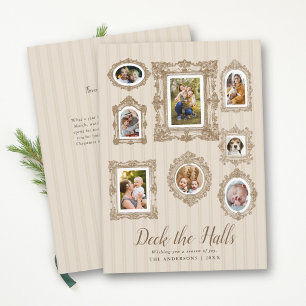 Photo Collage Vintage Sketch Neutral Christmas Holiday Card