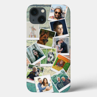 Photo Collage Vintage Wood Planks iPhone 13 Case