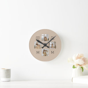 Photo Collage Wall Clock with Custom Message