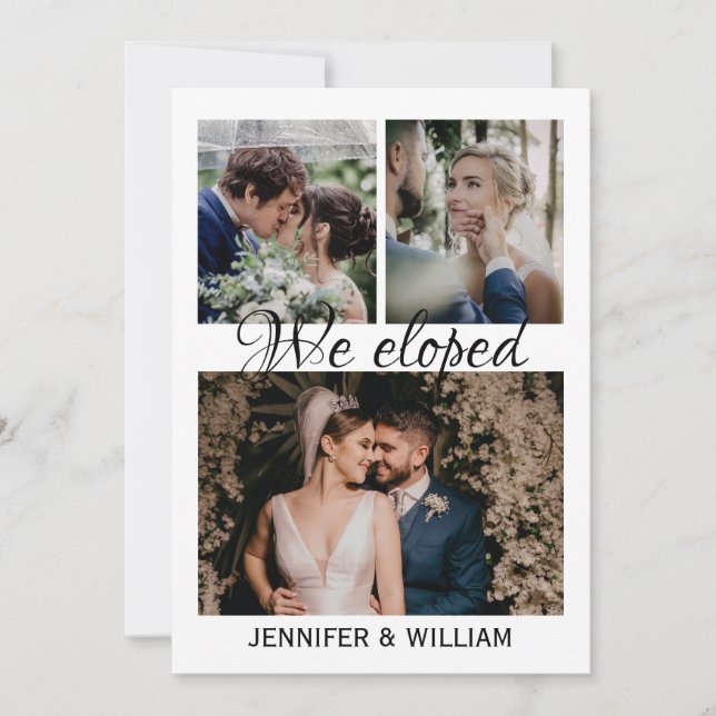 Photo Collage We Eloped Wedding Announcement (Front)