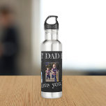 Photo collage we love you dad Fathers Day 710 Ml Water Bottle<br><div class="desc">Best dad ever bold white typography on dark grey charcoal chalkboard water bottle personalised keepsake Father's Day or birthday gift for father with your 5 photos,  your text,  and your signature.</div>