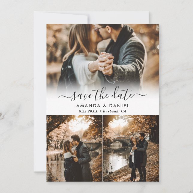 Photo Collage Wedding Save The Date Cards (Front)
