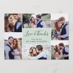 Photo Collage Wedding Thank You Flat Card Mint