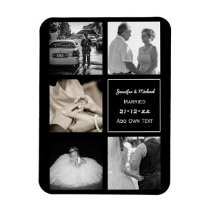 PHOTO COLLAGE Wedding Vow Renewal Anniversary BLK Magnet