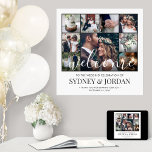 Photo Collage Wedding Welcome Script Modern Square Poster<br><div class="desc">Welcome wedding guests to your ceremony or reception with an elegant custom 9 photo collage square 24"x24" poster. Pictures and all text are simple to personalize. (IMAGE PLACEMENT TIP: An easy way to center a photo exactly how you want is to crop it before uploading to the Zazzle website.) The...</div>