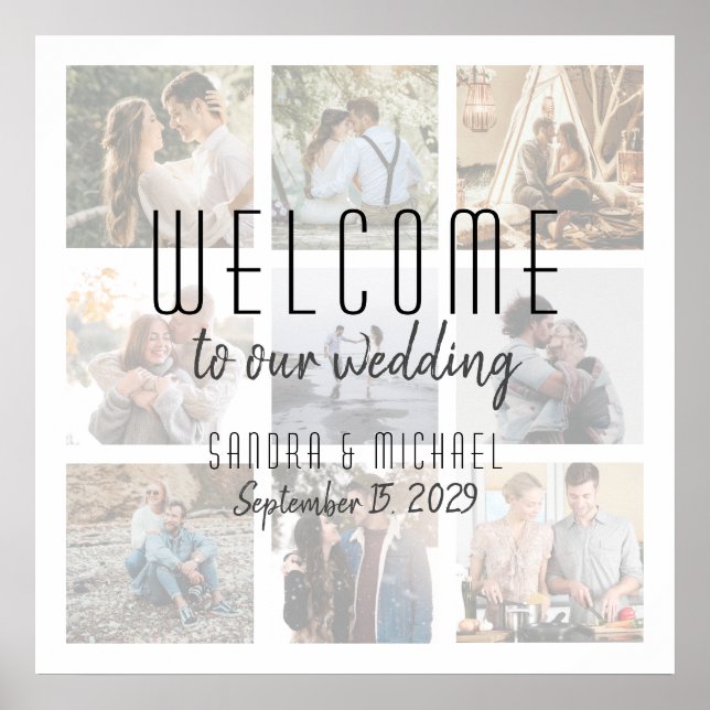 Photo Collage Wedding Welcome Sign (Front)