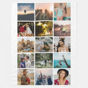 Photo Collage White Fleece Blanket