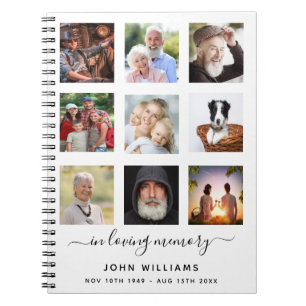 Photo collage white memorial funeral guestbook notebook