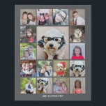 Photo Collage with 17 Photos - can edit colour Faux Canvas Print<br><div class="desc">Photo montage -- Use your favourite photo or pictures to make a fun keepsake to share with friends. This modern grid is a unique and eye catching display of your photos. This is set up to be a free online photo collage maker for your instagram or other square photos.</div>