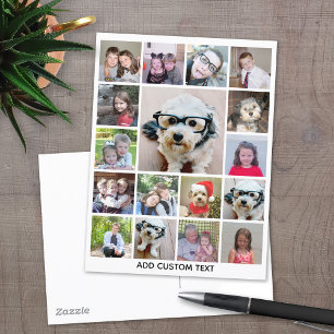 Photo Collage with 17 Photos - can edit colour Postcard