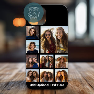 Photo Collage with 9 Photos optional background iPhone 15 Case