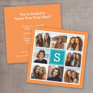 Photo Collage with Birthday Party Invitation