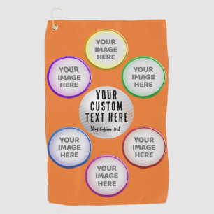 Photo Collage with Custom Text Golf Towel
